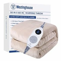 Electric Blankets Sales 2022 30 Westinghouse Electric Blanket Heated Throw | 6 Heating Levels & 2-10 Hour Time Setting | Flannel, 50x60in | Machine Washable, Beige