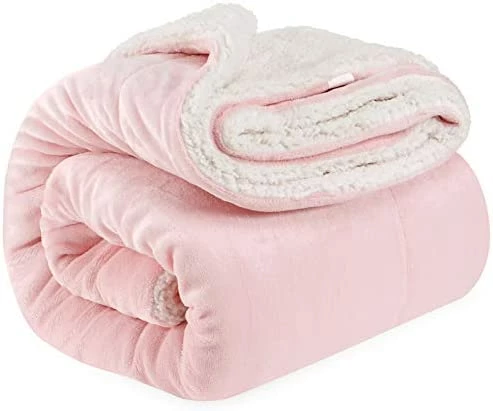EMME Sherpa Fleece Throw Blanket Reversible Warm Cozy Microfiber Soft Plush Throw Blanket, Fuzzy Blanket Ultra Luxurious Plush Blanket For Bed Couch Sofa Outdoor Travel (Pink, 50"x60") 2 Layer Pink & White 7 EMME Sherpa Fleece Throw Blanket Reversible Warm Cozy Microfiber Soft Plush Throw Blanket, Fuzzy Blanket Ultra Luxurious Plush Blanket For Bed Couch Sofa Outdoor Travel (Pink, 50"x60") 2 Layer Pink & White - Image 5
