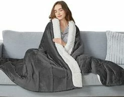 CYMULA Flannel Weighted Blanket Adult: 60×80inch Sherpa Fleece Heavy Blanket - Breathable Soft Blanket 20lbs Queen Size - Snuggly Bed Blankets With Glass Beads- Brown -Electric Blankets Sales 2022 41EQkyXHwVL. AC 1