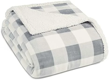 Eddie Bauer - Queen Blanket, Reversible Sherpa Fleece Bedding, Buffalo Plaid Home Decor For All Seasons (Red Check, Queen) Chrome Grey/white 16 Eddie Bauer - Queen Blanket, Reversible Sherpa Fleece Bedding, Buffalo Plaid Home Decor For All Seasons (Red Check, Queen) Chrome Grey/white - Image 14