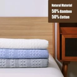 Chuffed Waffle Blanket King Size Bamboo Cotton Waffle Soft Throw Blanket Lightweight Breathable Bed Blanket For All Season Waffle Throw Blanket For Couch Bed Sofa (King, 104x90 Inches, Grey) -Electric Blankets Sales 2022 41Ea9qMhc5L