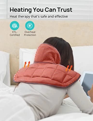 Weighted Heating Pad For Neck And Shoulders, Evajoy 14" X 20" Electric Heating Pad For Pain Relief With 4 Heat Levels, BPA-Free Glass Beads, 2H Shut-Off Timer, Machine Washable 4 Weighted Heating Pad For Neck And Shoulders, Evajoy 14" X 20" Electric Heating Pad For Pain Relief With 4 Heat Levels, BPA-Free Glass Beads, 2H Shut-Off Timer, Machine Washable - Image 2