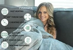 InvoSpa Electric Throw Heated Blanket - 50" X 60" Fast Heating Blanket, 3 Heat Levels, 4 Hours Auto Shut-Off - Electric Blanket Throw Portable Heated Lap Pad - Machine Washable Heated Throw Gift 10 InvoSpa Electric Throw Heated Blanket - 50" X 60" Fast Heating Blanket, 3 Heat Levels, 4 Hours Auto Shut-Off - Electric Blanket Throw Portable Heated Lap Pad - Machine Washable Heated Throw Gift -Electric Blankets Sales 2022 41Fm8Ey38NL