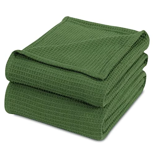 Cozy Home Collection Luxurious Combed Cotton Waffle Weave Super Soft, Cozy Warm, Breathable, Stylish, All Season Thermal Blankets Twin/Full/Queen/King (Green, King) 3 Cozy Home Collection Luxurious Combed Cotton Waffle Weave Super Soft, Cozy Warm, Breathable, Stylish, All Season Thermal Blankets Twin/Full/Queen/King (Green, King)