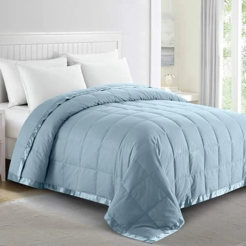 Puredown® Soft Lightweight Down Blanket With Satin Trim For Bed 100% Cotton, White, Full/Queen Size (90"X90") 10 Puredown® Soft Lightweight Down Blanket With Satin Trim For Bed 100% Cotton, White, Full/Queen Size (90"X90") - Image 8