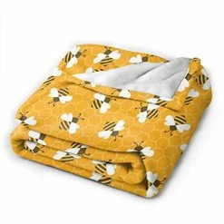 LIBIFALL Bee Soft Flannel Fleece Throw Blanket,Bumble Bees Producing Honey by Filling Honeycombs Cells,Home Decor Micro Warm Blanket for Couch Bed,50" x 60",Yellow Style03 -Electric Blankets Sales 2022 41HR9ZVjcpL