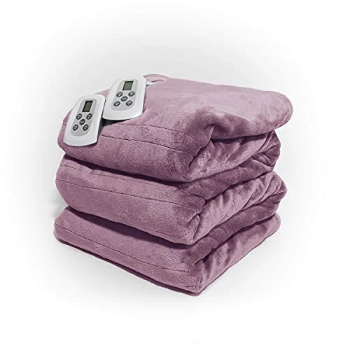 Westerly Queen Size Microlight Electric Heated Blanket With Dual Controllers, Purple 3 Westerly Queen Size Microlight Electric Heated Blanket With Dual Controllers, Purple