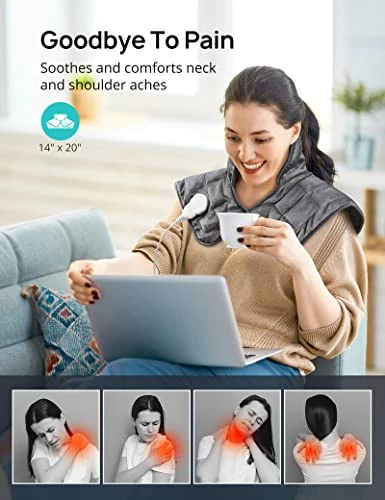 Weighted Heating Pad For Neck And Shoulders, Evajoy 14" X 20" Electric Heating Pad For Pain Relief With 4 Heat Levels, BPA-Free Glass Beads, 2H Shut-Off Timer, Machine Washable 3 Weighted Heating Pad For Neck And Shoulders, Evajoy 14" X 20" Electric Heating Pad For Pain Relief With 4 Heat Levels, BPA-Free Glass Beads, 2H Shut-Off Timer, Machine Washable