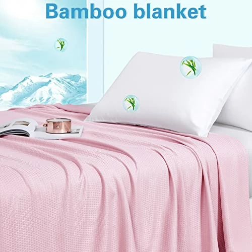 Lukeight Cooling Blanket, Cool Blanket For Hot Sleepers, Lightweight Summer Blanket Absorbs Body Heat To Keep Cool, Thin Light Blankets For Summer, Bamboo Blanket For All Seasons (71x79in, Pink) 4 Lukeight Cooling Blanket, Cool Blanket For Hot Sleepers, Lightweight Summer Blanket Absorbs Body Heat To Keep Cool, Thin Light Blankets For Summer, Bamboo Blanket For All Seasons (71x79in, Pink) - Image 2