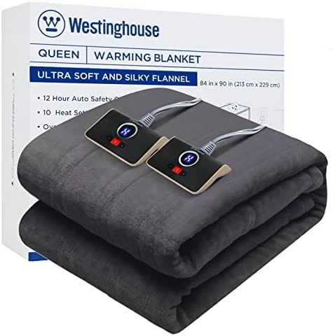 Westinghouse Heated Blanket, Electric Blanket With 6 Heating Levels, 4 Hour Auto Off, Overheat Protection, Machine Washable, Flannel (50x60 Inches, Grey) 8 Westinghouse Heated Blanket, Electric Blanket With 6 Heating Levels, 4 Hour Auto Off, Overheat Protection, Machine Washable, Flannel (50x60 Inches, Grey) - Image 6