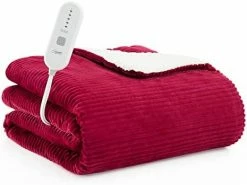 Homemate Heated Blanket Electric Throw - 50"x60" Heating Blanket Throw 4 Hours Auto-Off 5 Heat Levels Heat Blanket Over-Heat Protection Soft Flannel Sherpa Heater Blanket Electric ETL Certification Red -Electric Blankets Sales 2022 41JcEEdsdsL. AC