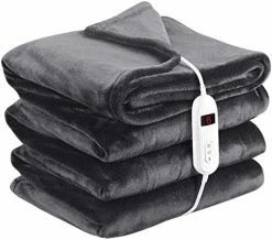 Terficer Large Heated Blanket Full Size, Soft Flannel Electric Blanket With Single Controller, 10 Heating Levels & 8 Hours Auto-Off, Fast Heating & Machine Washable & Dryable, 72" X 84" Heating Blanket, Grey -Electric Blankets Sales 2022 41LFVBYA2rL. AC