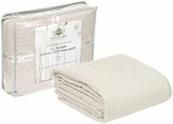HILLFAIR 100% Combed Cotton Blanket–102x108 Inch California King Size Bed Blankets– Warm Soft All Season Breathable Blankets– Extra Large Oversized California King Blanket- Beige King Cotton Blankets White -Electric Blankets Sales 2022 41LRjJKB2tL. AC