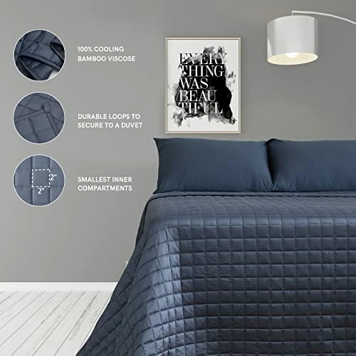 YnM Weighted Blanket, Cooling Bamboo Viscose, Smallest Compartments With Glass Beads, Bed Blanket For One Person Of 190lbs, Ideal For Queen Or King Bed (60x80 Inches, 20 Pounds, Blue Grey) Carribean Sunset Inner Weighted Layer 6 YnM Weighted Blanket, Cooling Bamboo Viscose, Smallest Compartments With Glass Beads, Bed Blanket For One Person Of 190lbs, Ideal For Queen Or King Bed (60x80 Inches, 20 Pounds, Blue Grey) Carribean Sunset Inner Weighted Layer - Image 4