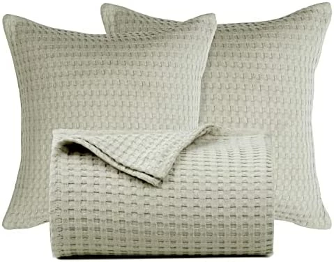 Tex Trend Waffle Weave Cotton Blanket - All Season Luxury Fine Fabric Blanket - King 90x108 Inch, Ivory Cream - With Free Pillow Cushion Covers 12 Tex Trend Waffle Weave Cotton Blanket - All Season Luxury Fine Fabric Blanket - King 90x108 Inch, Ivory Cream - With Free Pillow Cushion Covers - Image 10