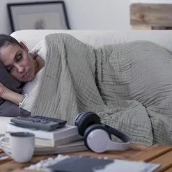 Looxii Muslin Blanket, 6-Layer Muslin Throw Blanket For Bed Or Sofa Soft Breathable Twin Size Gauze Blanket For Adult All Season 60x80In Blanket Gray Grey -Electric Blankets Sales 2022 41MJtxmnPuL