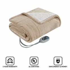Beautyrest Reversible Sherpa To Fleece Electric Wrap Poncho Blanket Shawl Wearable, Auto Shut Off, Virtually Zero EMF, Multi Heat Setting, UL Certified, Machine Washable, Tan 50" X 64" -Electric Blankets Sales 2022 41MKzgTeYZL