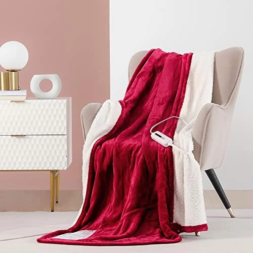 CORIWELL Heated Blanket Electric Throw - 50" X 60" Full Body Size Heating Blanket - 5 Heating Setting Soft Flannel Electric Blanket With 3 Hours Auto Shut Off, Machine Washable(Rose Red ) 10 CORIWELL Heated Blanket Electric Throw - 50" X 60" Full Body Size Heating Blanket - 5 Heating Setting Soft Flannel Electric Blanket With 3 Hours Auto Shut Off, Machine Washable(Rose Red ) - Image 8