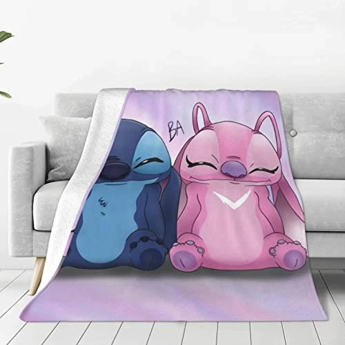 Gearbest Cute Cartoon Stitch Super Soft Flannel Throw Blanket For Bed, Living Room Sofa, Camping, Cold Travel For All Seasons 50"X40" Pink And Blue 10 Gearbest Cute Cartoon Stitch Super Soft Flannel Throw Blanket For Bed, Living Room Sofa, Camping, Cold Travel For All Seasons 50"X40" Pink And Blue - Image 8