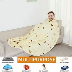 Segulah Burritos Blanket For Adults, 80 Inch Double Sided Funny Food Burrito Tortilla Blanket, 285 GSM Soft Flannel, Round, Novelty Gifts （80 Inches，Beige） -Electric Blankets Sales 2022 41NynISNs4L