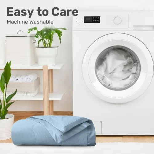 UNIKOME Lightweight Goose Feather Down Blanket With Satin Trim, Full/Queen Size Blanket For Bed 100% Cotton, Sky Blue (90"X90") 8 UNIKOME Lightweight Goose Feather Down Blanket With Satin Trim, Full/Queen Size Blanket For Bed 100% Cotton, Sky Blue (90"X90") - Image 6