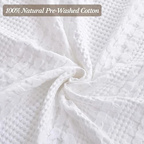 Chavish Cotton Blanket Queen Size, 90"x98" Luxury Soft Breathable Waffle Blanket Skin Friendly, Lightweight Waffle Wave Blanket For Couch Bed Sofa White Style1-white 5 Chavish Cotton Blanket Queen Size, 90"x98" Luxury Soft Breathable Waffle Blanket Skin Friendly, Lightweight Waffle Wave Blanket For Couch Bed Sofa White Style1-white - Image 3