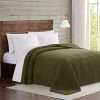 Brooklyn Loom Marshmallow Sherpa Bed Blanket, Full/Queen, Olive Green