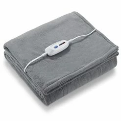 CURECURE Electric Heated Blanket Full Size 77'' X 84'' Electric Blanket For Whole Body Warming, ETL And FCC Certification Fast Heating With 4 Heating Levels & 10 Hours Auto Off, Machine Washable Grey