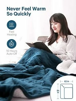 Z3GOGO Electric Heated Blanket Twin Size 62"x 84" Flannel & Sherpa Reversible Blanket For Full Body With 10 Hours Auto Off & 4 Heat Settings, Fast Heating And Machine Washable, Home Office Use-Green 13 Z3GOGO Electric Heated Blanket Twin Size 62"x 84" Flannel & Sherpa Reversible Blanket For Full Body With 10 Hours Auto Off & 4 Heat Settings, Fast Heating And Machine Washable, Home Office Use-Green -Electric Blankets Sales 2022 41OxTX6aM0L