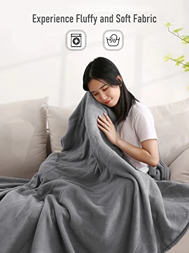 CURECURE Electric Heated Blanket Full Size 77'' X 84'' Electric Blanket For Whole Body Warming, ETL And FCC Certification Fast Heating With 4 Heating Levels & 10 Hours Auto Off, Machine Washable Grey 5 CURECURE Electric Heated Blanket Full Size 77'' X 84'' Electric Blanket For Whole Body Warming, ETL And FCC Certification Fast Heating With 4 Heating Levels & 10 Hours Auto Off, Machine Washable Grey - Image 3