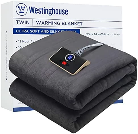 Westinghouse Heated Blanket, Electric Blanket With 6 Heating Levels, 4 Hour Auto Off, Overheat Protection, Machine Washable, Flannel (50x60 Inches, Grey) 9 Westinghouse Heated Blanket, Electric Blanket With 6 Heating Levels, 4 Hour Auto Off, Overheat Protection, Machine Washable, Flannel (50x60 Inches, Grey) - Image 7