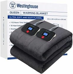 Westinghouse Electric Blanket Flannel | 84x90 Inch Warming Heated Blanket-Home, Bed, 1-12 Hour Time Setting, Machine Washable, Grey -Electric Blankets Sales 2022 41R8EemVVzL. AC 1