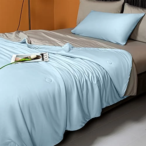 LLANCL Cooling Blankets For Hot Sleepers - Cool Like Ice Cream Lightweight Blanket For Summer With Double Side Cold, Cooling Comforter, Quilt, Fabric For Bed (Throw Size 47" X 59" Blue & Grey) 3 LLANCL Cooling Blankets For Hot Sleepers - Cool Like Ice Cream Lightweight Blanket For Summer With Double Side Cold, Cooling Comforter, Quilt, Fabric For Bed (Throw Size 47" X 59" Blue & Grey)