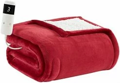 BOMOVA Electric Heated Blanket Throw With 10 Heating Levels & 8 Hours Auto Off, Sherpa Overheating Protection Blanket With Fast Heating, Machine Washable, Home Office Use, 50" X 60" Red -Electric Blankets Sales 2022 41S16pXQRzL. AC