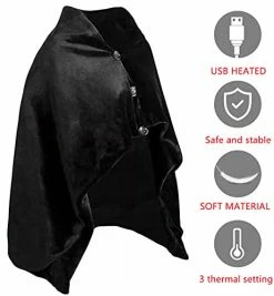 Z-YQL USB Heated Shawl Electric Heated Blanket Plush Flannel Blanket With 3 Heat Level Setting For Car Office Home Travel - 120x80cm (Black) 12 Z-YQL USB Heated Shawl Electric Heated Blanket Plush Flannel Blanket With 3 Heat Level Setting For Car Office Home Travel - 120x80cm (Black) -Electric Blankets Sales 2022 41SEF1lwcES