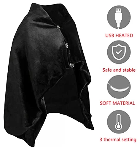 Z-YQL USB Heated Shawl Electric Heated Blanket Plush Flannel Blanket With 3 Heat Level Setting For Car Office Home Travel - 120x80cm (Black) 5 Z-YQL USB Heated Shawl Electric Heated Blanket Plush Flannel Blanket With 3 Heat Level Setting For Car Office Home Travel - 120x80cm (Black) - Image 3