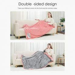 Homde Heated Electric Throw 50 Inch X 60 Inch Flannel Washable Blanket With 10-Heat Setting Auto-Off Controller For Bed Or Couch, Double-Side (Pink And Gray) -Electric Blankets Sales 2022 41SIDUbi9yL
