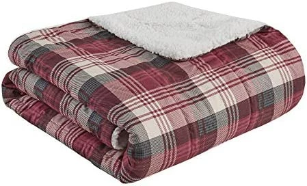 Woolrich Tasha Luxury Oversized Sofstpun Down Alternative Throw Grey 50x70 Plaid Premium Soft Cozy Cozy Spun For Bed, Couch Or Sofa Linden Red 7 Woolrich Tasha Luxury Oversized Sofstpun Down Alternative Throw Grey 50x70 Plaid Premium Soft Cozy Cozy Spun For Bed, Couch Or Sofa Linden Red - Image 5