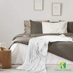 THREAD SPREAD Knitted Geometric Herringbone Pattern Handwoven Blanket 100% Long Staple Cotton - Soft & Cozy Thermal All Season Throw For Bed Couch Chair Outdoors (Full/Queen, Light Blue) -Electric Blankets Sales 2022 41TSu5rKT8L