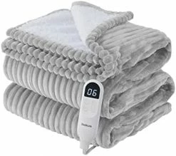 Bedsure Heated Blanket Electric Throw - Soft Ribbed Fleece Fast Heating Electric Blanket With 6 Heating Levels & 4 Time Settings, 3 Hours Auto-Off (50×60 Inches, Dark Grey) -Electric Blankets Sales 2022 41Tnumi2OL. AC 1