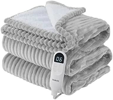 Bedsure Heated Blanket Twin Size - Soft Ribbed Fleece Fast Heating Electric Blanket With 6 Heating Levels & 10 Time Settings, 8 Hours Auto-Off Heated Blanket (62×84 Inches, Dark Grey) 17 Bedsure Heated Blanket Twin Size - Soft Ribbed Fleece Fast Heating Electric Blanket With 6 Heating Levels & 10 Time Settings, 8 Hours Auto-Off Heated Blanket (62×84 Inches, Dark Grey) - Image 15