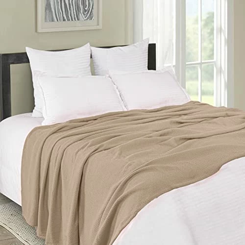BOUTIQUO 100% Cotton Bed Blanket, Breathable Thermal Blanket Full - Queen Size, Soft Honeycomb Waffle 90''x90'', Perfect For Layering Any All Season, Beige, (90''x90'') (70474) Teal 5 BOUTIQUO 100% Cotton Bed Blanket, Breathable Thermal Blanket Full - Queen Size, Soft Honeycomb Waffle 90''x90'', Perfect For Layering Any All Season, Beige, (90''x90'') (70474) Teal - Image 3