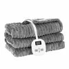 ZONLI Electric Blanket Queen Size，Heated Blanket Throw With 10 Heating Levels And 1-12 Hours Time Settings, Flannel Fast Heating Blanket For Bedroom Office Couch，Machine Washable, Grey, 72 X 84 Inch