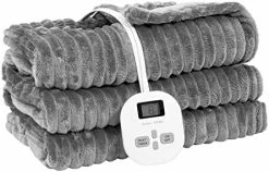 ZONLI Electric Blanket Queen Size，Heated Blanket Throw With 10 Heating Levels And 1-12 Hours Time Settings, Flannel Fast Heating Blanket For Bedroom Office Couch，Machine Washable, Grey, 72 X 84 Inch -Electric Blankets Sales 2022 41UJmz01fGL. AC