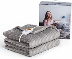 Pawque Heated Blanket Electric Throw, Soft Sherpa & Flannel Electric Blanket Reversible, 10 Heat Settings & 10Hrs Timer Auto Off Christmas Blanket, Fast Heating Machine Washable, 50" X 60" Dark Grey -Electric Blankets Sales 2022 41UW3pyYOQL. AC