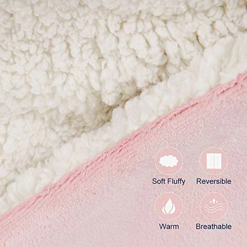 EMME Sherpa Fleece Throw Blanket Reversible Warm Cozy Microfiber Soft Plush Throw Blanket, Fuzzy Blanket Ultra Luxurious Plush Blanket For Bed Couch Sofa Outdoor Travel (Pink, 50"x60") 2 Layer Pink & White 4 EMME Sherpa Fleece Throw Blanket Reversible Warm Cozy Microfiber Soft Plush Throw Blanket, Fuzzy Blanket Ultra Luxurious Plush Blanket For Bed Couch Sofa Outdoor Travel (Pink, 50"x60") 2 Layer Pink & White - Image 2