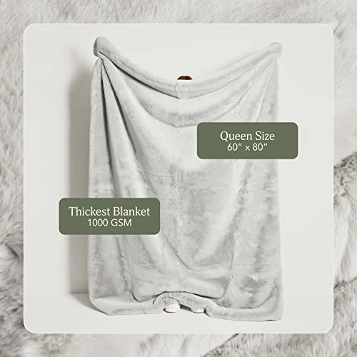 UnHide Marshmallow - Faux Fur Blanket - Heavy Weight, Extra Soft Blanket - Made From Recycled Materials - Machine Washable - Queen Size (60" X 80") - Silver Fox 4 UnHide Marshmallow - Faux Fur Blanket - Heavy Weight, Extra Soft Blanket - Made From Recycled Materials - Machine Washable - Queen Size (60" X 80") - Silver Fox - Image 2