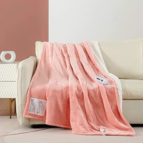 CORIWELL Heated Blanket Electric Throw - 50" X 60" Full Body Size Heating Blanket - 5 Heating Setting Soft Flannel Electric Blanket With 3 Hours Auto Shut Off, Machine Washable(Rose Red ) 13 CORIWELL Heated Blanket Electric Throw - 50" X 60" Full Body Size Heating Blanket - 5 Heating Setting Soft Flannel Electric Blanket With 3 Hours Auto Shut Off, Machine Washable(Rose Red ) - Image 11