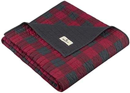 Woolrich Tasha Luxury Quilted Throw Taupe 50x70 Plaid Premium Soft Cozy 100% Cotton For Bed, Couch Or Sofa Huntington, Red 9 Woolrich Tasha Luxury Quilted Throw Taupe 50x70 Plaid Premium Soft Cozy 100% Cotton For Bed, Couch Or Sofa Huntington, Red - Image 7