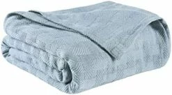 SUPERIOR King Blanket 100% Cotton, For All Season,Basket Weave Design, Light Blue -Electric Blankets Sales 2022 41Uy7qtWlzL. AC 1